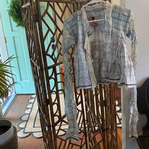 A white plaid silk bolero